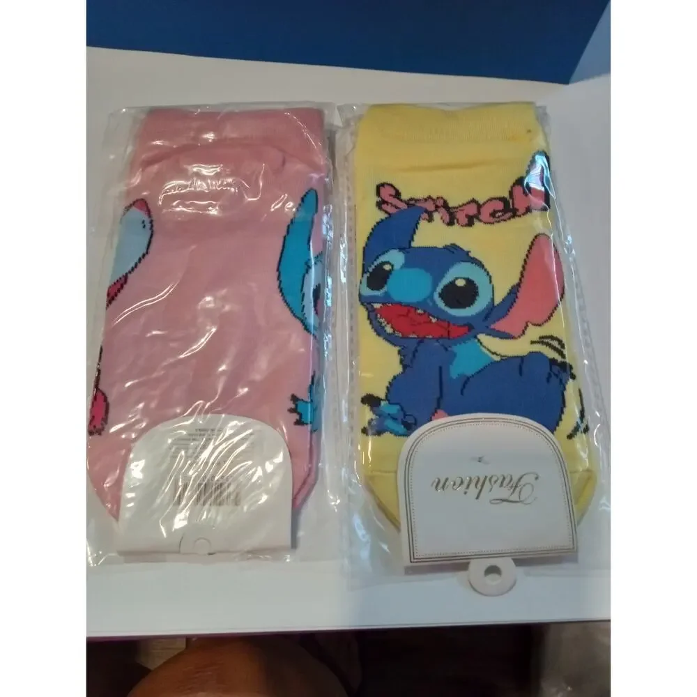 2 pairs of STITCH Low Cut Character Socks Kids Sz M Medium 0420